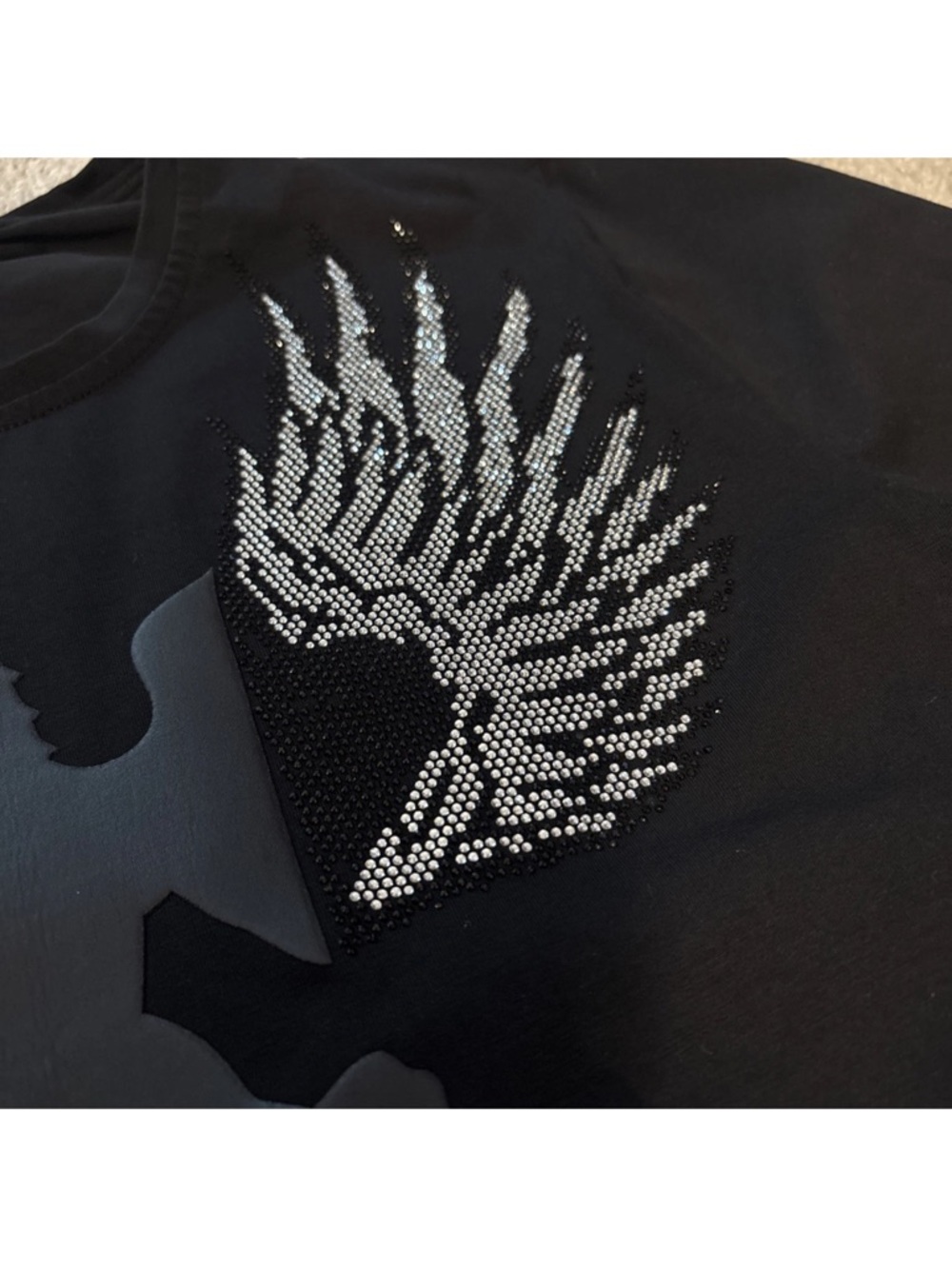 David & Gerenzo Black Rhinestone Wing Eagle Graphic Tee Edgy Streetwear Shirt L - Picture 13 of 15